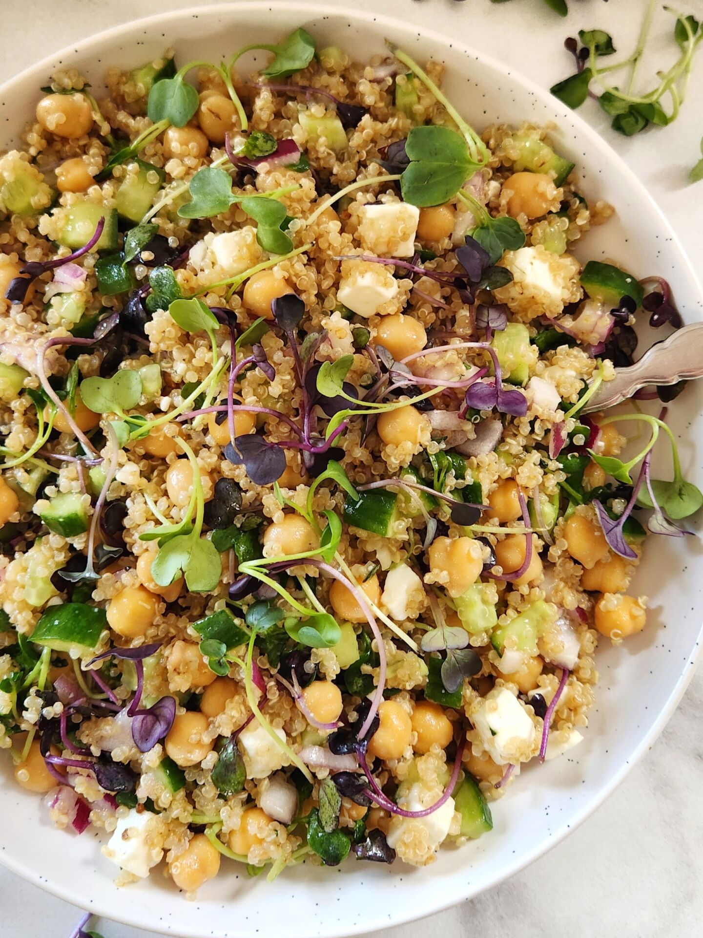 Healthy Quinoa Chickpea Feta Salad - Recipe photo by Simply Kind Meals