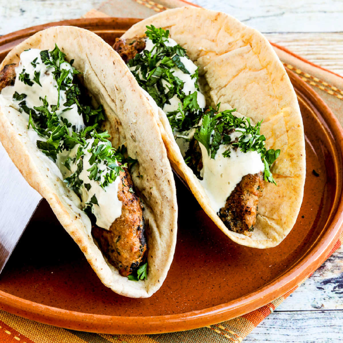 Middle Eastern Turkey Burgers - Recipe photo by kalynskitchen