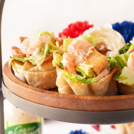 Crispy Shrimp Caesar Wonton Cups - Recipe photo by Savvysavingcouple