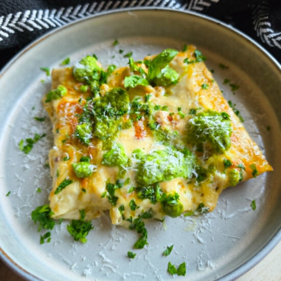 Creamy Cannelloni Skillet & Pesto - Recipe photo by the_happy_veg