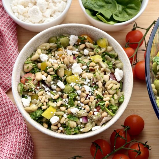 Mediterranean Cassava Orzo Salad - Recipe photo by OurNourishedKitchen