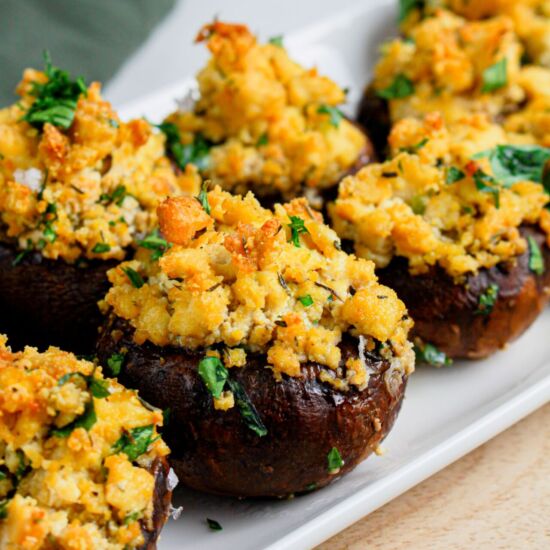 Creamy Tofu-Stuffed Mushrooms - Recipe photo by WhiteMapleLane