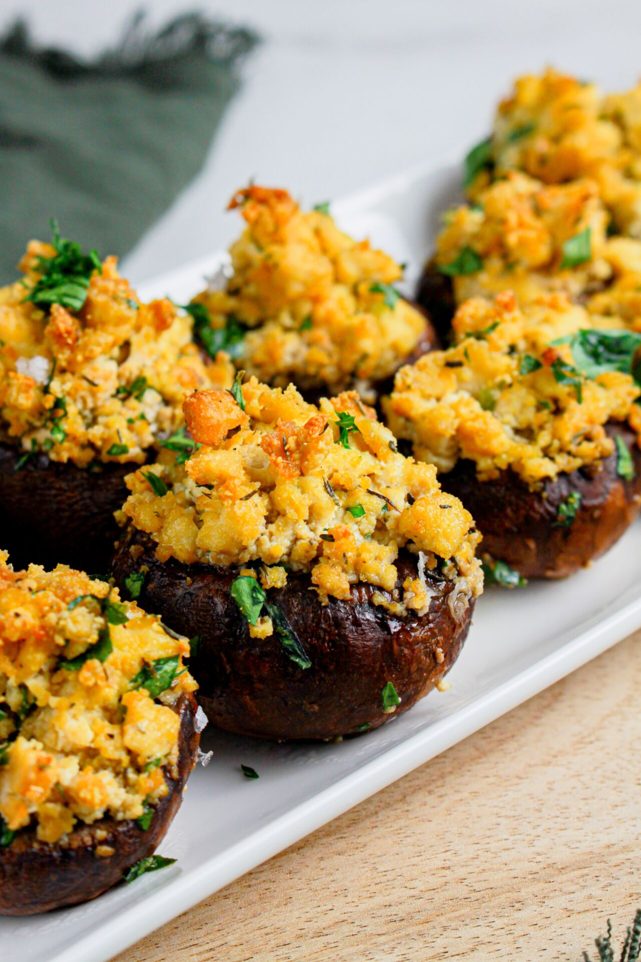 Creamy Tofu-Stuffed Mushrooms - Recipe photo by WhiteMapleLane