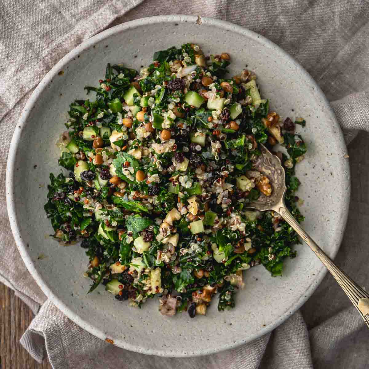 Kale and Quinoa Salad with Lentils - Recipe photo by My Goodness Kitchen