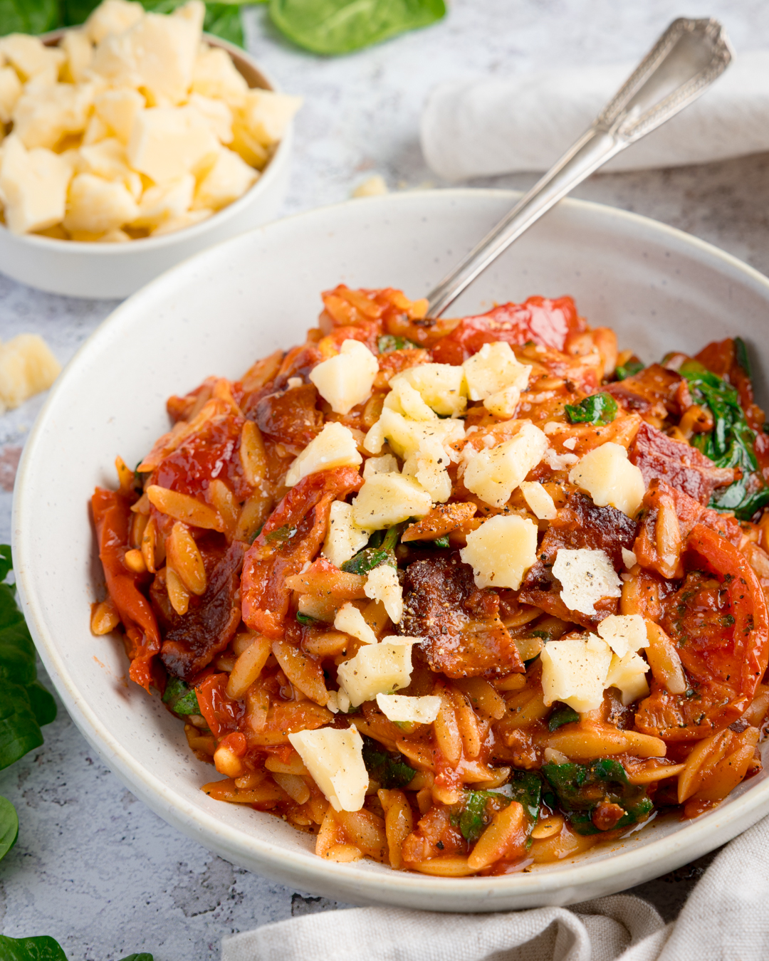Tomato & Bacon Orzo - Recipe photo by KitchenSanctuary