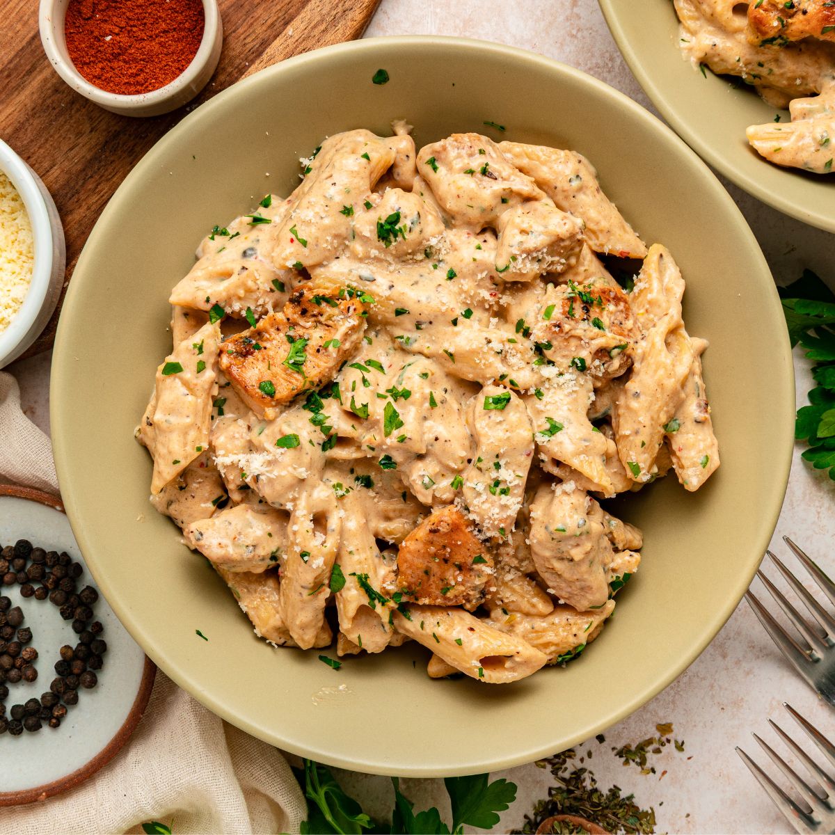 Garlic Parmesan Pasta With Chicken - Recipe photo by asweetthyme