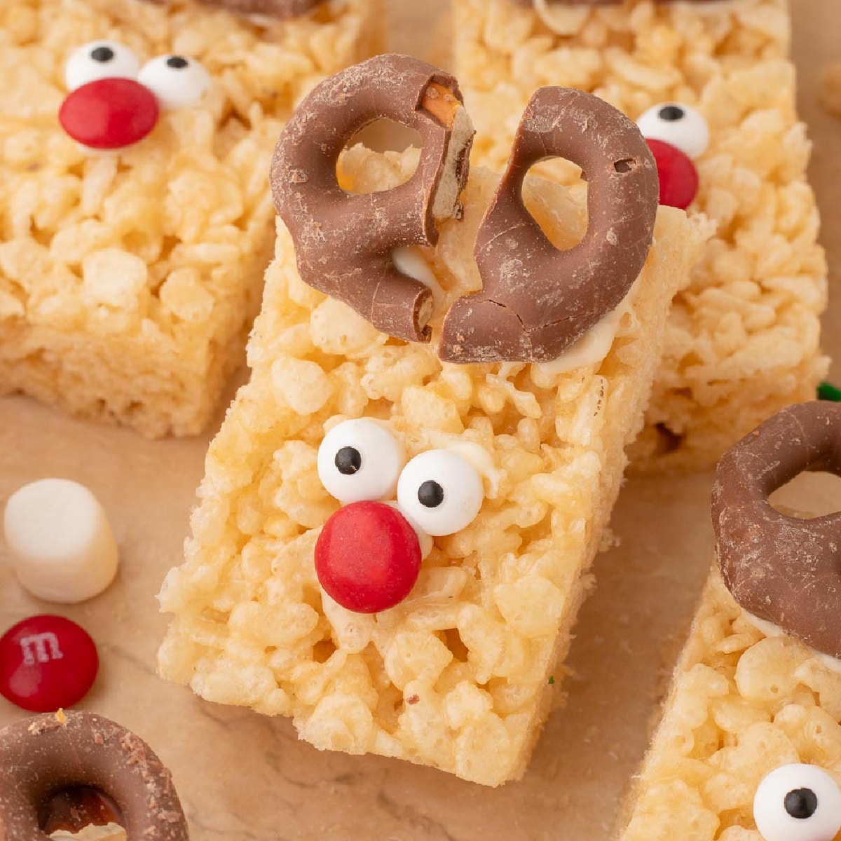 Reindeer Rice Krispie Treats - Recipe photo by OnMyKidsPlate