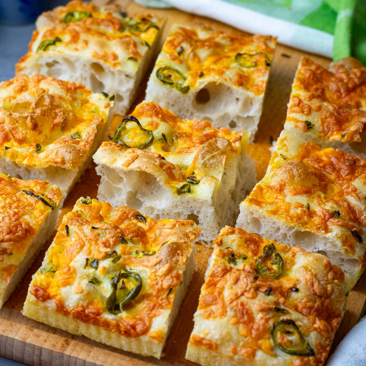 Jalapeño Cheddar Sourdough Focaccia - Recipe photo by somebodyfeedseb