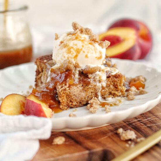 Sticky Peach Cobbler Pudding - Recipe photo by Ereese