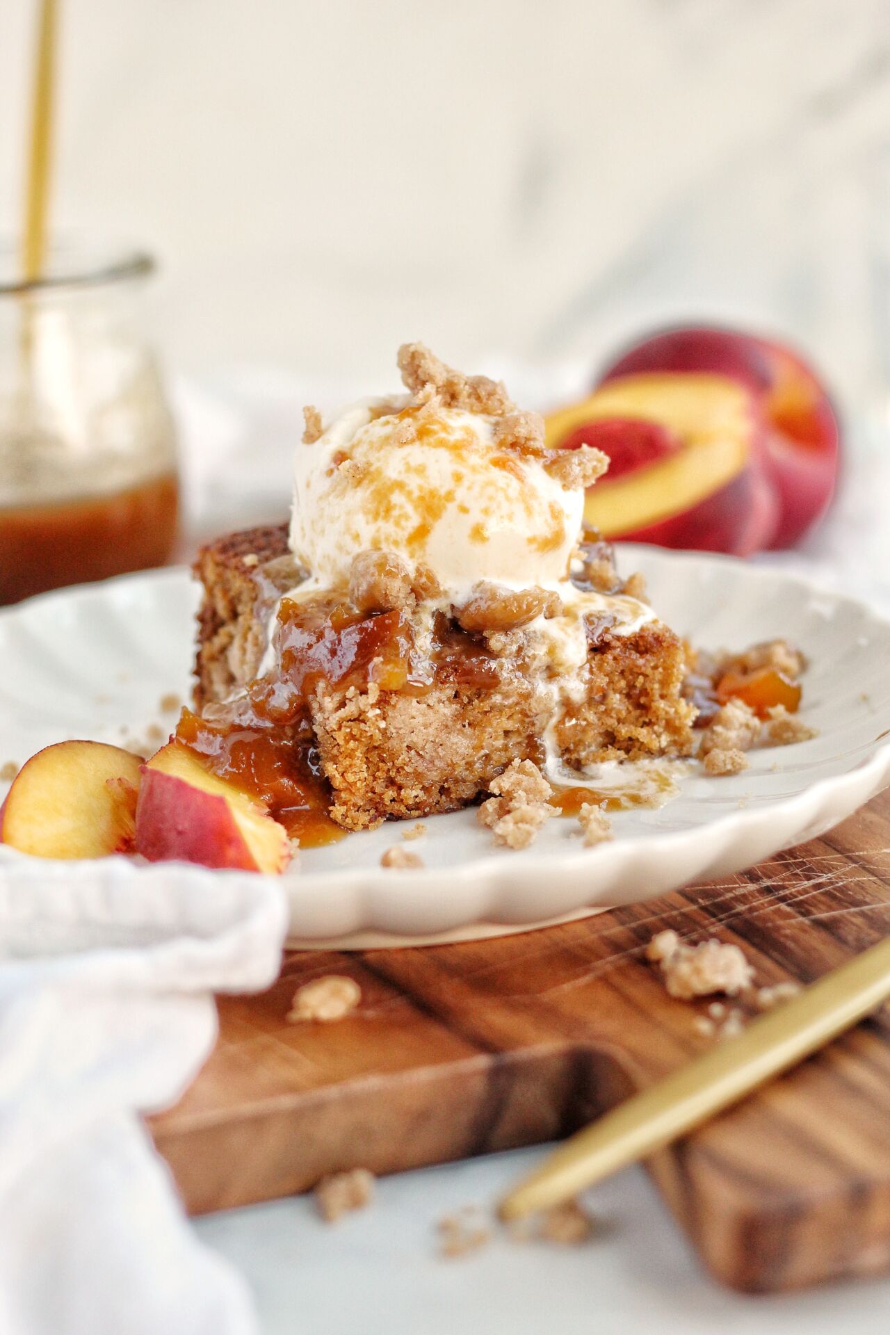 Sticky Peach Cobbler Pudding - Recipe photo by Ereese