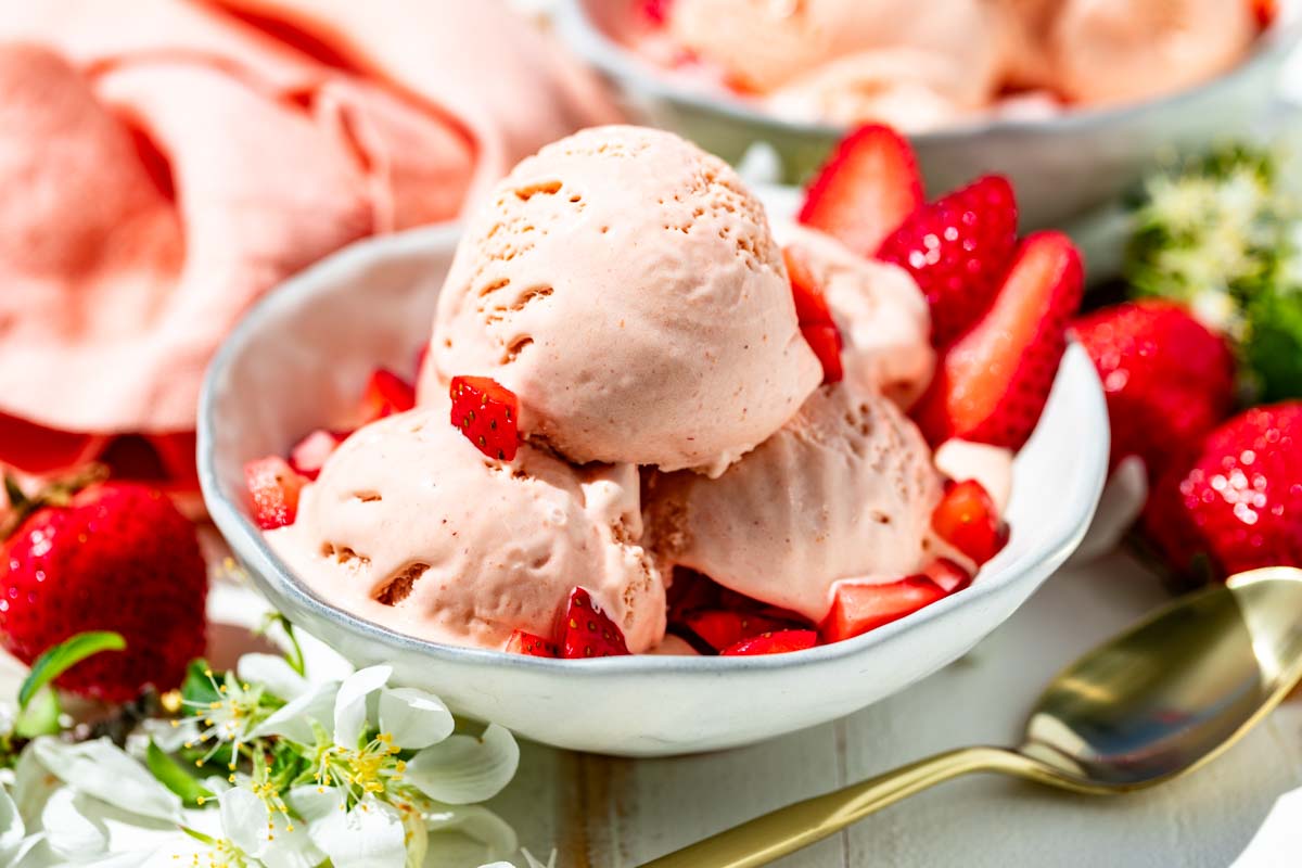 Homemade Strawberry Ice Cream - Recipe photo by Get Inspired Everyday