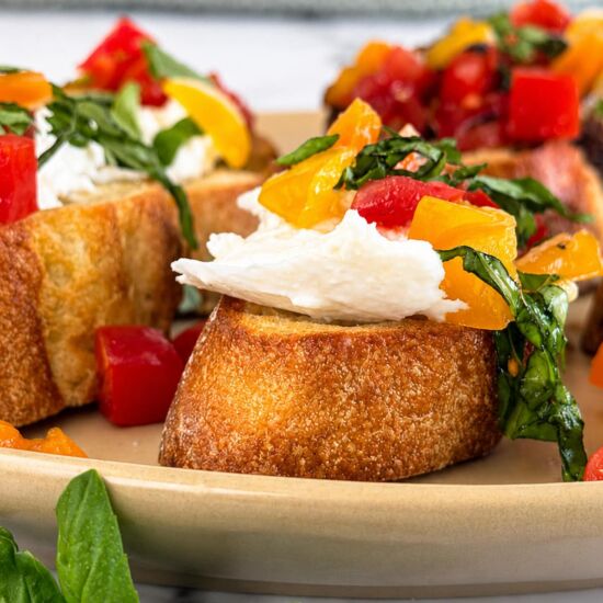Burrata Bruschetta - Recipe photo by Hip Hip Gourmet