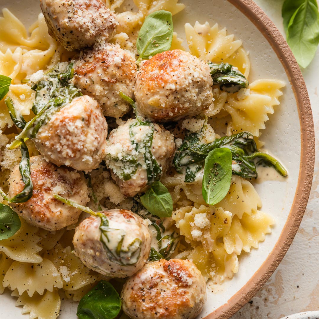 Chicken Florentine Meatballs - Recipe photo by nourishandfete