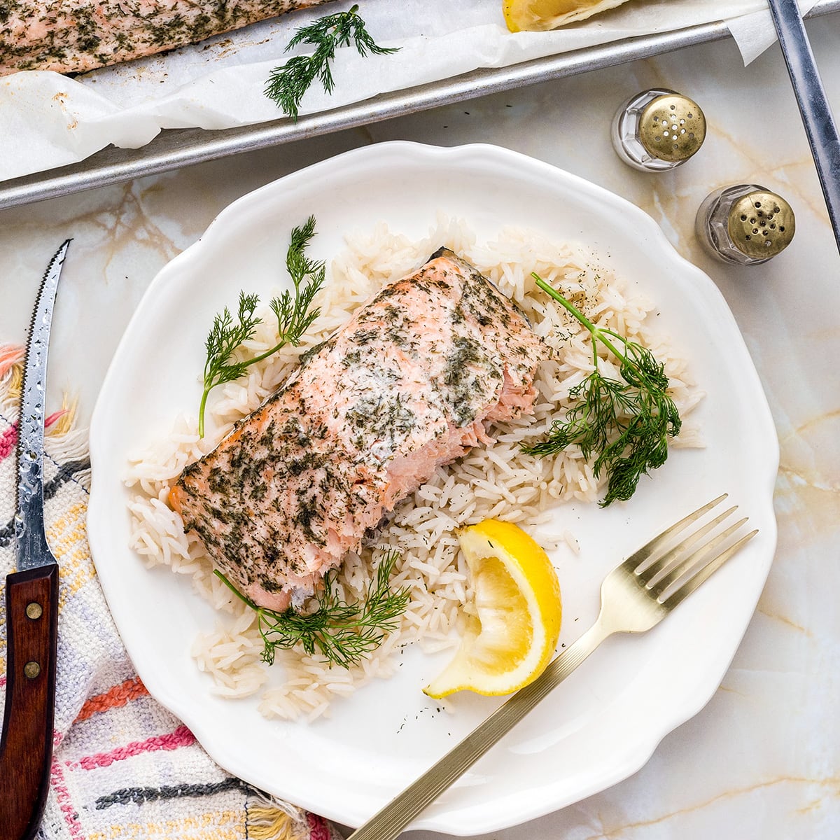 Baked Salmon with Lemon Dill Sauce - Recipe photo by IrenaMacri