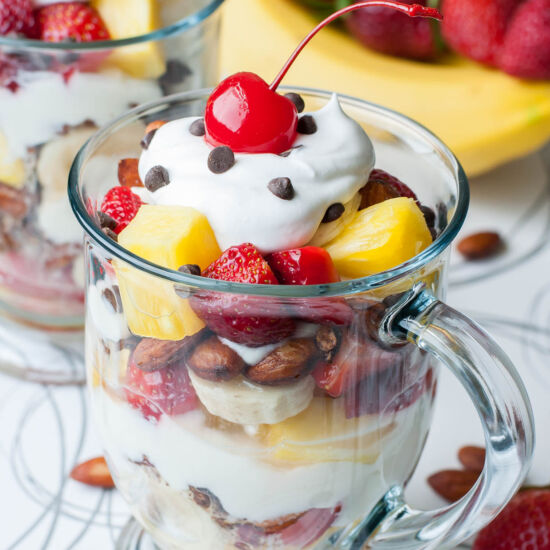 Banana Split Parfait - Recipe photo by peasandcrayons