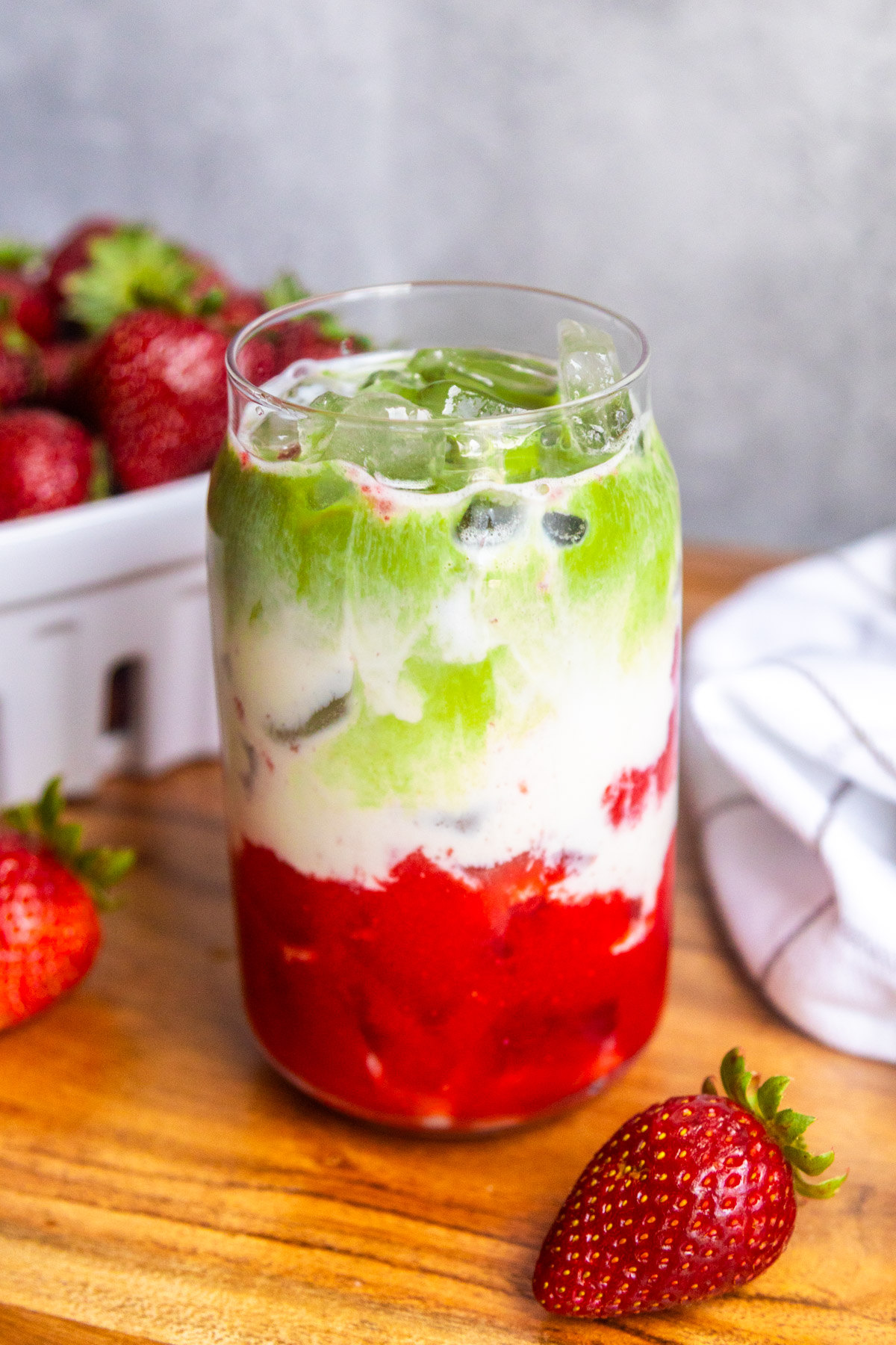 Iced Strawberry Matcha Latte - Recipe photo by becoming you with julie