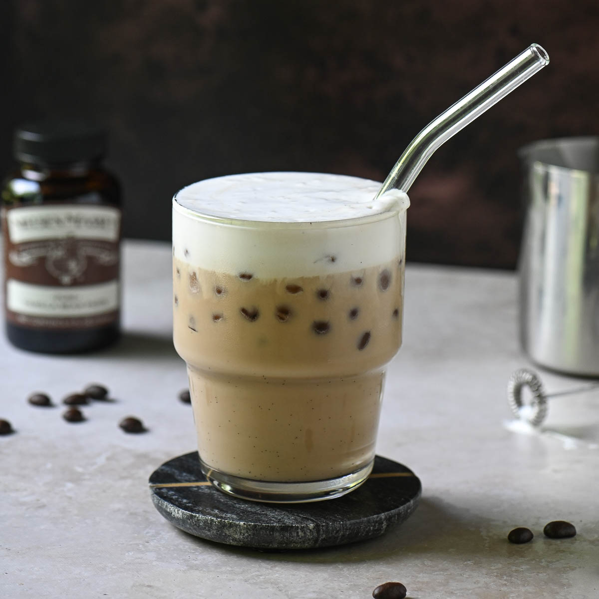 Iced Vanilla Bean Latte - Recipe photo by brunchandbatter