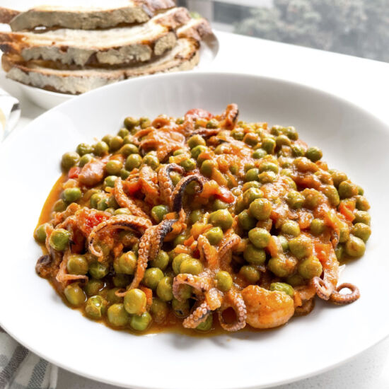 Cuttlefish with Green Peas - Recipe photo by Katya Doberti